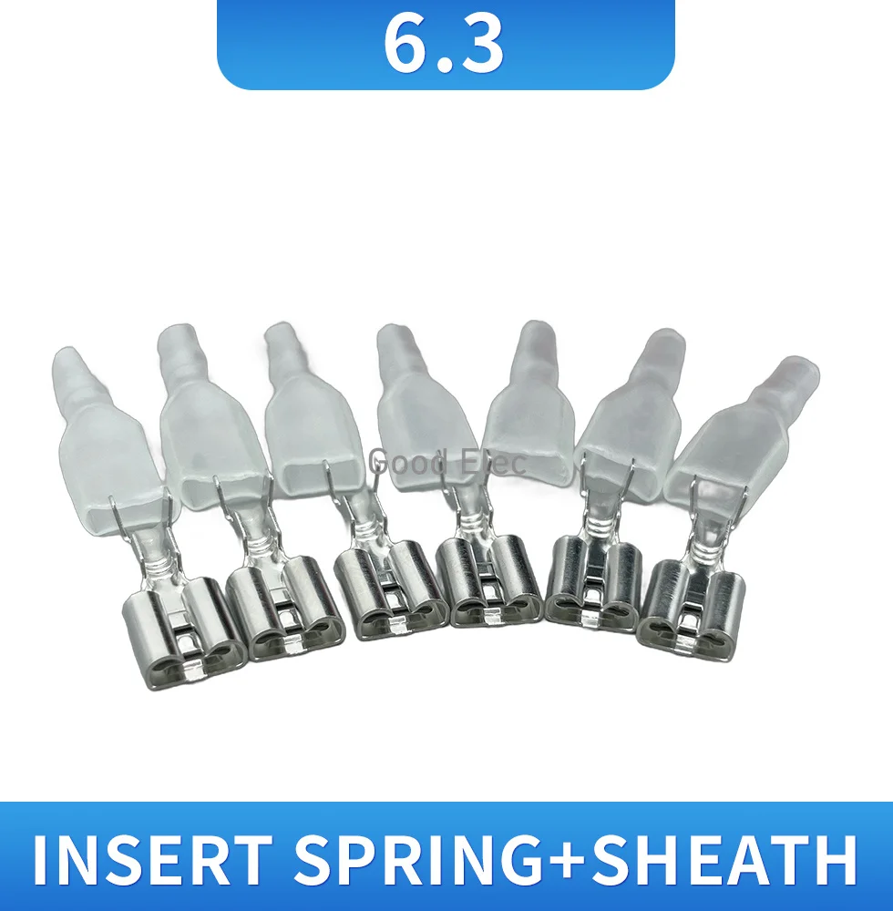 6.3 mm with transparent sheath inserted spring 6.3mm Female connector terminal Faston with insulator for wire