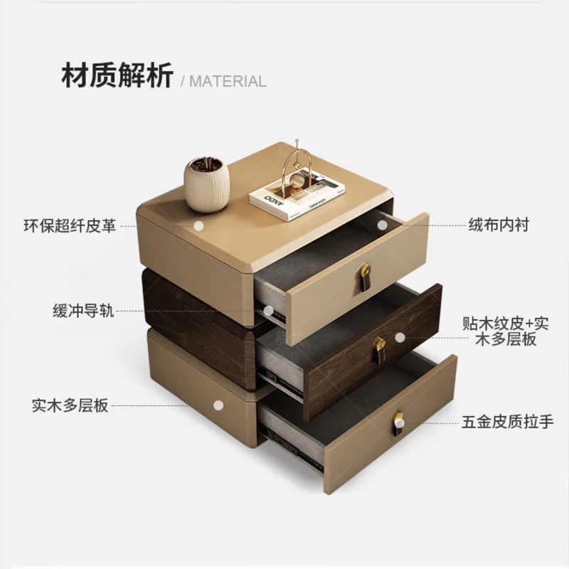 Comodino girevole per camera da letto minimalista italiano personalizzabile, design creativo di fascia alta, armadio di stoccaggio a led per la casa