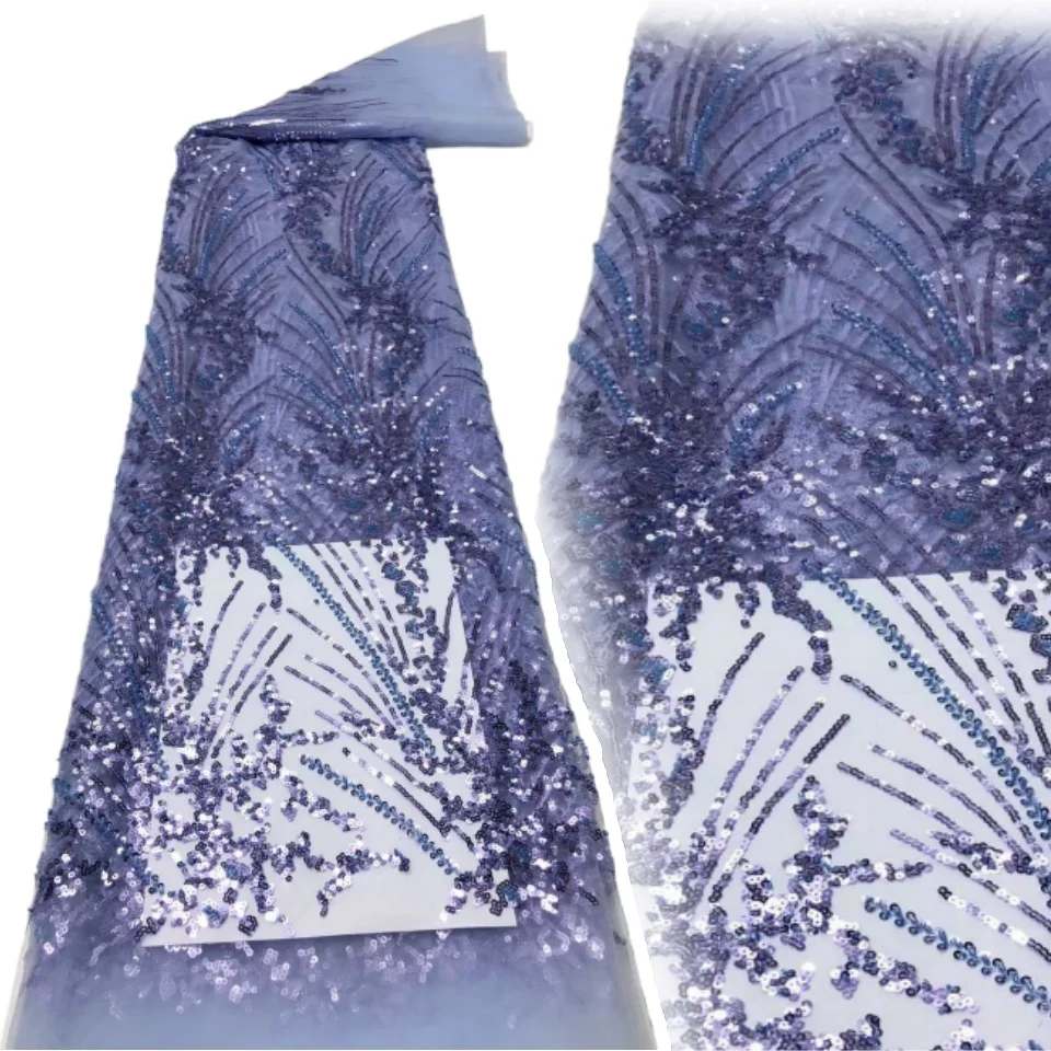 

Африканский французский тюль, кружево, мягкая французская сетчатая кружевная ткань с блестками, бусинами, нигерийское тюлевое кружево для свадебного платья AH1220