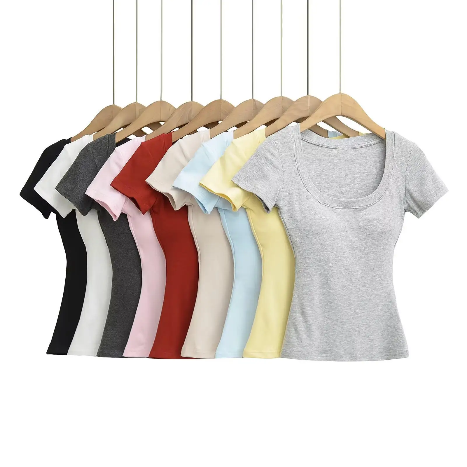 Sweet Spicy Girl Pad Bra Slim Fit T-Shirt Pure Desire Internet Celebrity Outdoor Wear Anti-Light Waist Shaping Short Sleeve