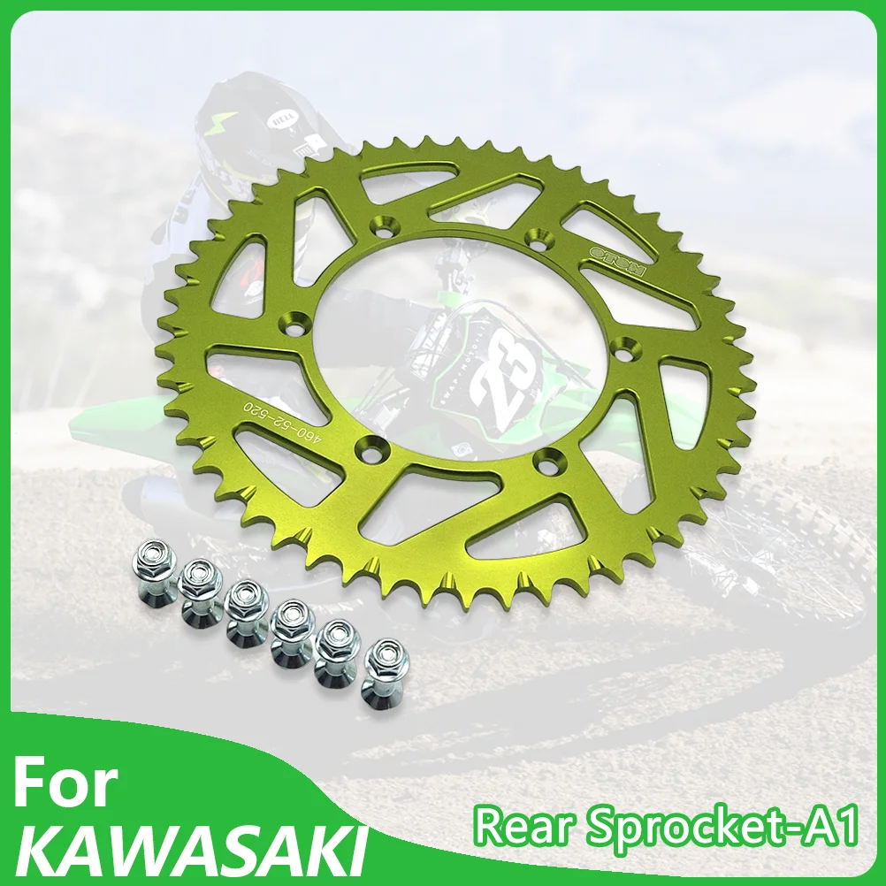 

Задняя звездочка мотоцикла KAWASAKI 520 52T KX250F KX450F KX450X KLX250 SUZUKI RMZ250, алюминиевая цепь, задняя цепная колесо