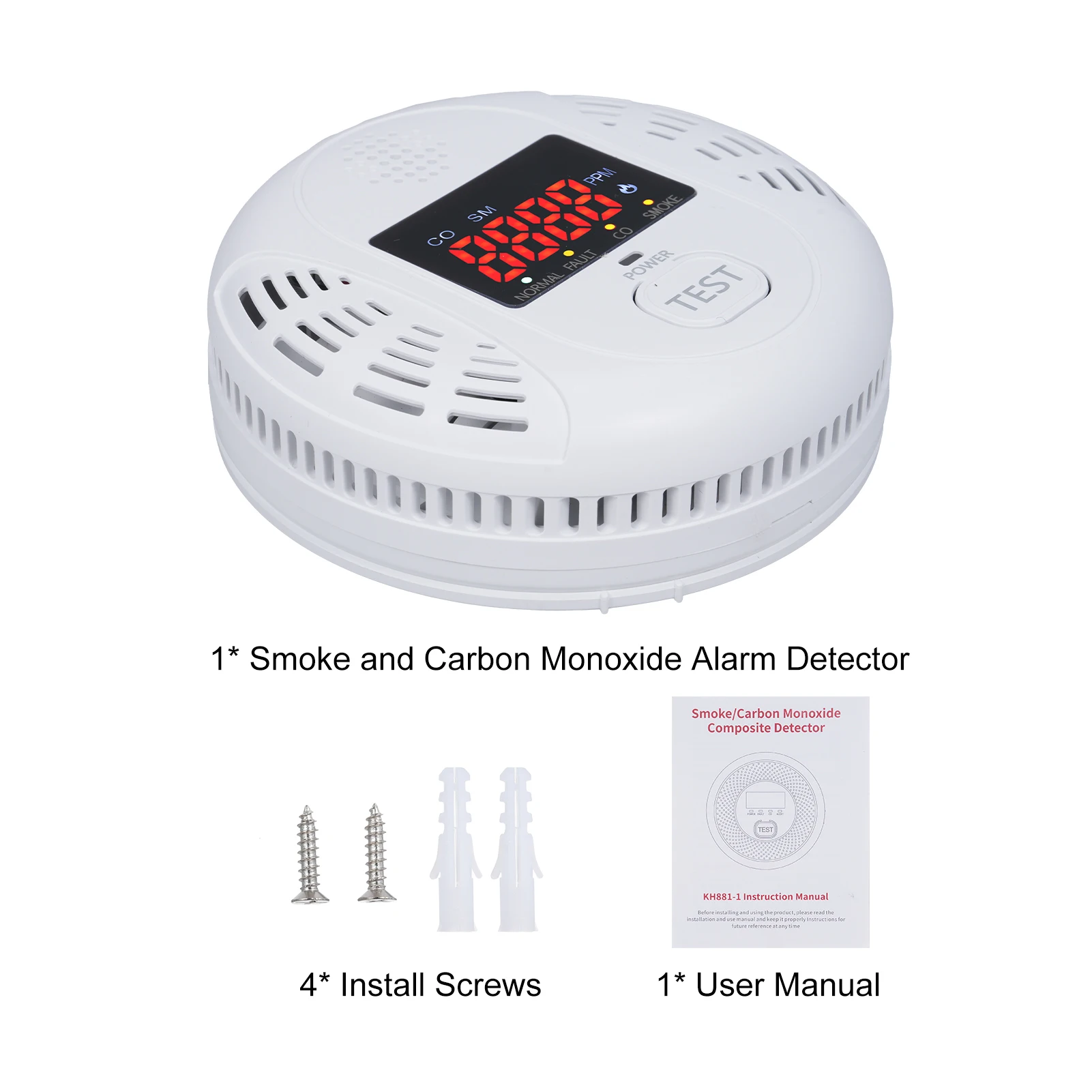 كاشف إنذار أول أكسيد الكربون 2 في 1 مستشعر مزدوج مع شاشة عرض LCD للفنادق والمباني المكتبية والمباني التعليمية #1