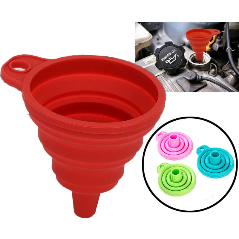 Car Universal Silicone Liquid Funnel Engine Funnel Washer Fluid Change Foldable Portable Auto Engine Oil Petrol Change Funnel