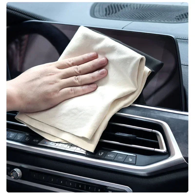 Natural Suede Car Cleaning Cloth Super Absorbent Towel Car Household Motorcycle Cleaning Care Quick-drying Car Wash Towel