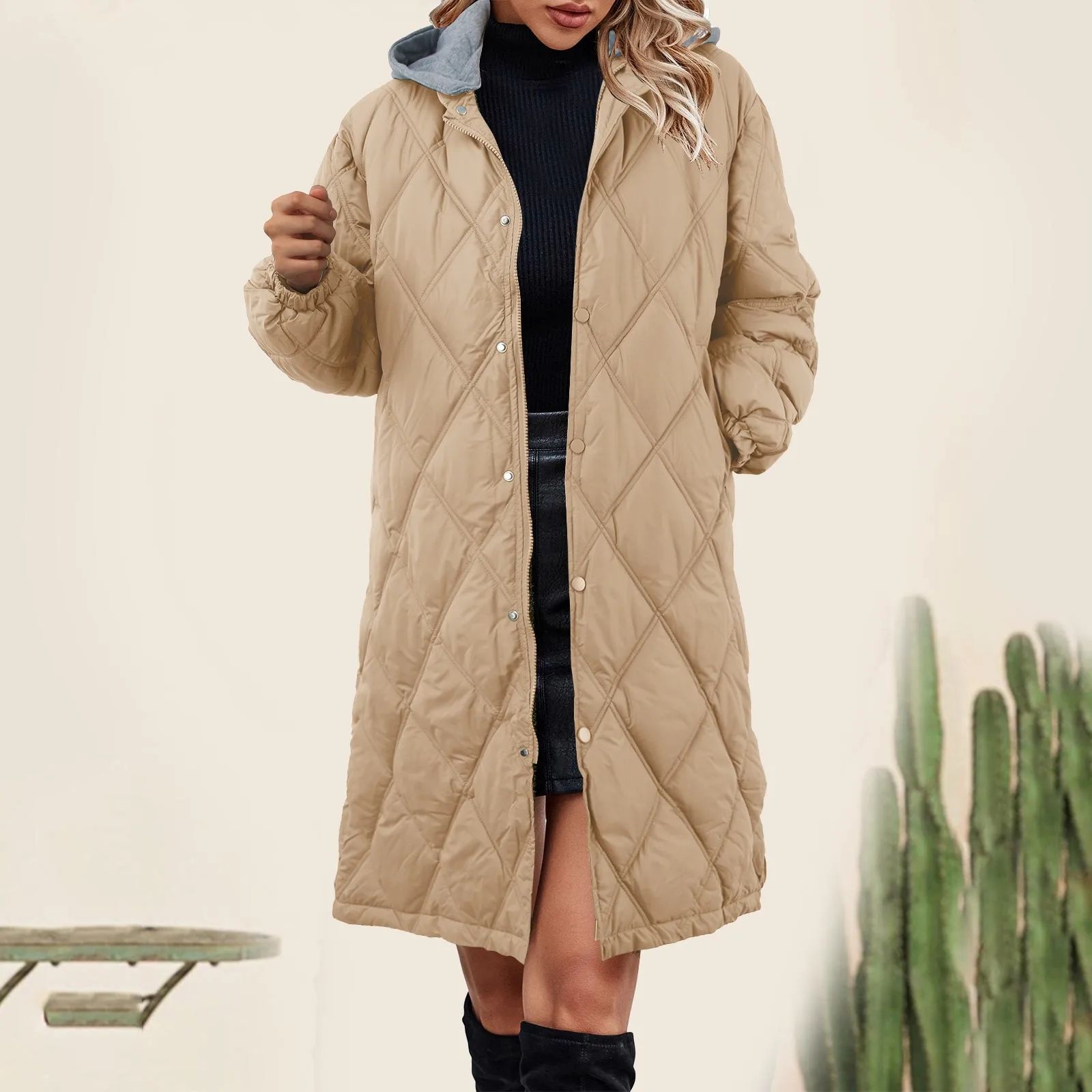 

Women Long Casual Hooded Pocket Coat Lightweight Jacket Winter Zipper Warm Coats For Women Long Padded Bubble Coat Outfit