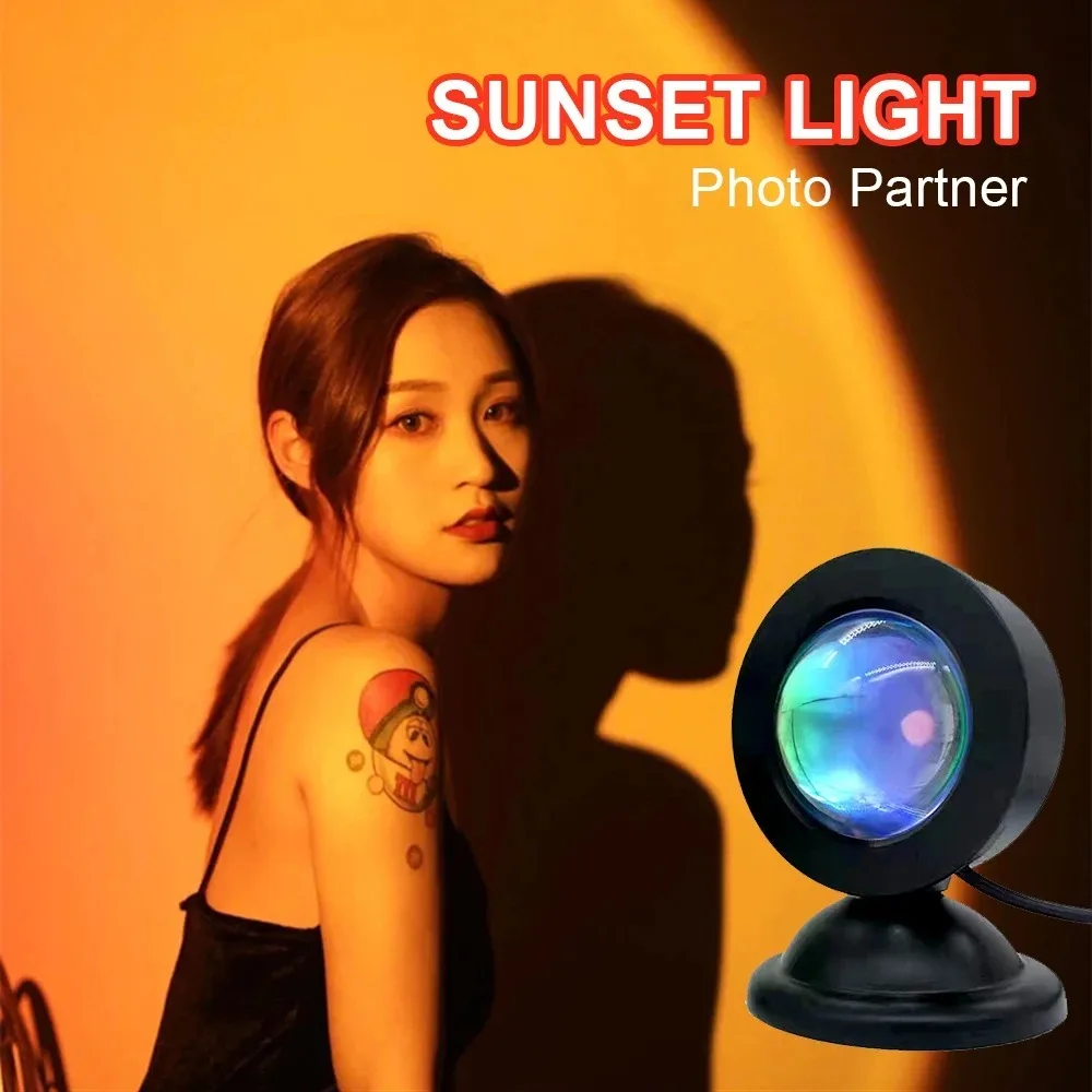 1pcs 미니 USB 일몰 램프 Led 프로젝터 야간 조명 16 색 스위치 분위기 홈 침실 배경 벽 장식 선물