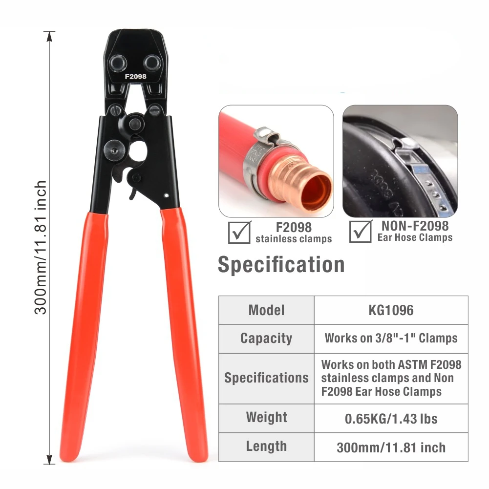 Cinch Crimping Tool Crimper for Stainless Steel Clamps SS PEX Pipe Clamps