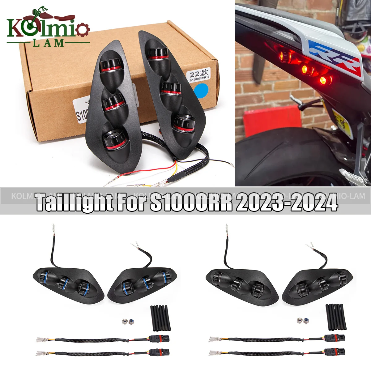 

Kolmio-Lam Fit For 2023 - 2024 BMW S1000RR Rear Taillight LED Integrated Tail Light S 1000 RR Turn Signal Light