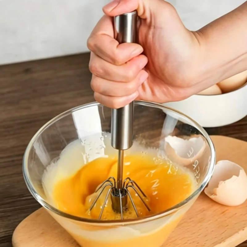 Household Stainless Steel Semi-automatic Rotary Egg Beater  Kitchen Baking Tools Stainless Steel Manual Press Egg Beating