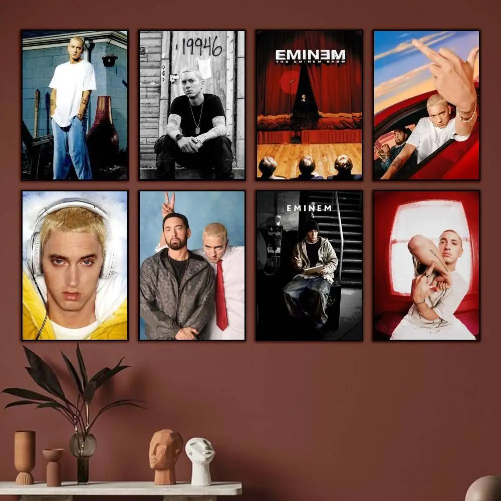 Hip-Hop E-Eminem Slim Shady Poster Self-adhesive Waterproof Paper Sticker Coffee House Bar Room Wall Decor