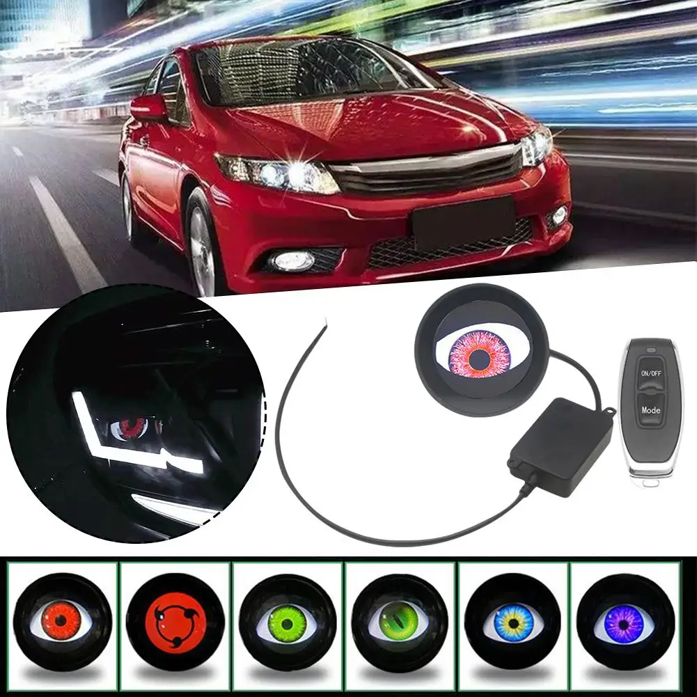 12V Dynamic Devil Eyes LED Car Lights 2 Inch Remote Retrofit Kits Auto Accessories Eyes Control Assembly Led Lenses Bi Head Q6Y4