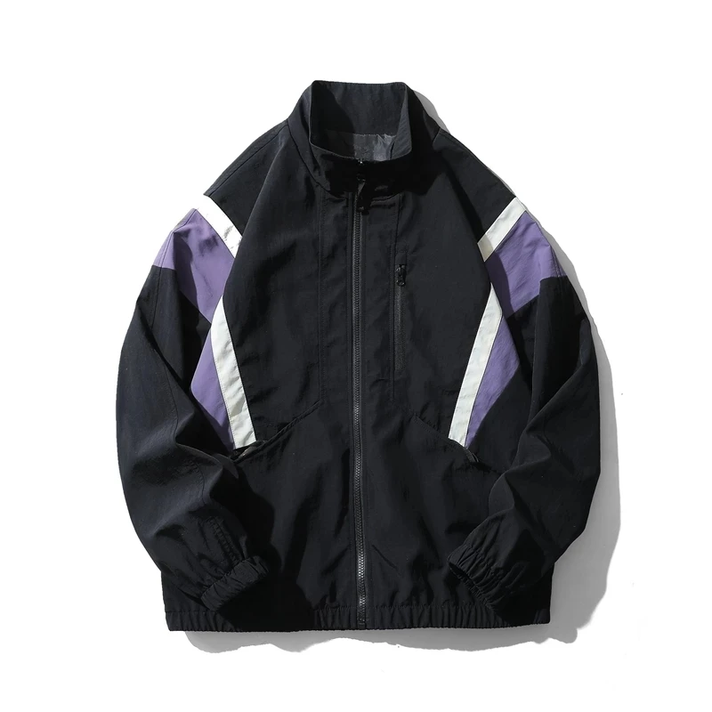 

Hip Hop Spring Jackets Men Windbreaker Patchwork Autumn Loose Casual Jacket Couple Thin Jacket Loose Large Size Zipper Coat