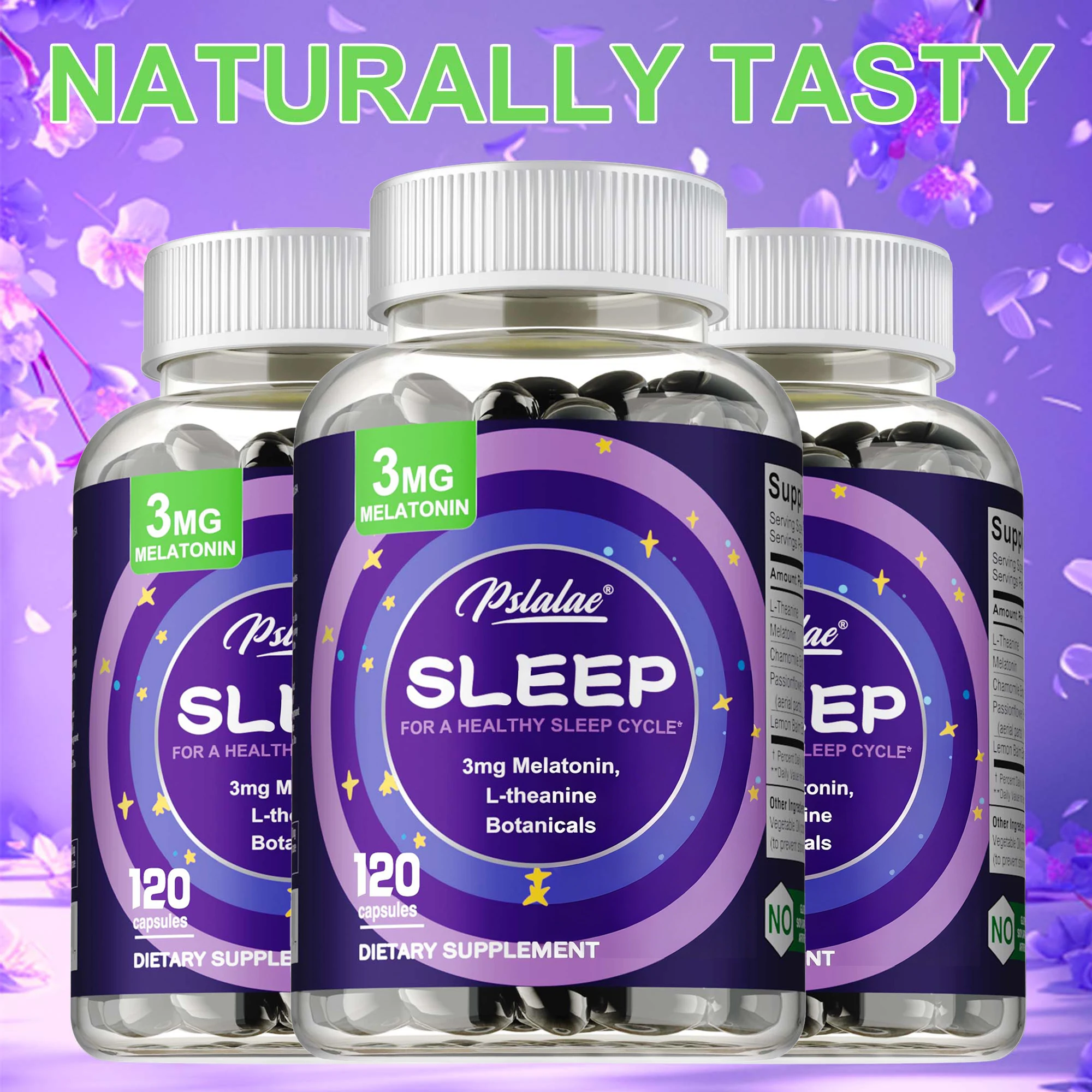 

Melatonin 3mg - with L-theanine, Adjusts Jet Lag, Improves Sleep Quality, Reduces Stress and Anxiety, Improves Immunity