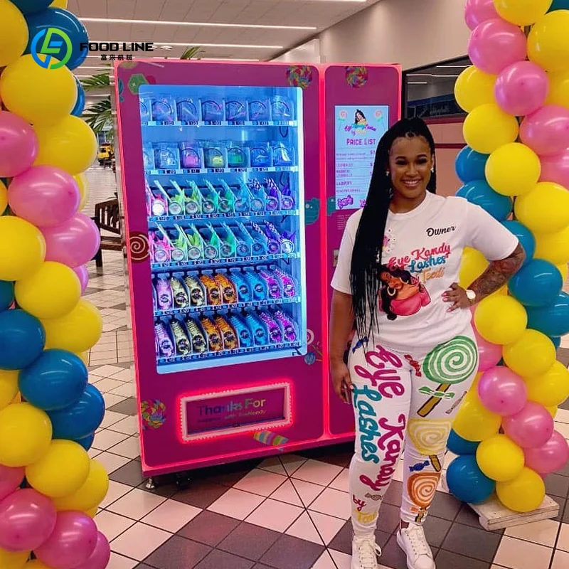 مصنع توريد رخيصة ميمي آلة بيع التجميل شاشة تعمل باللمس / مستحضرات التجميل / الشعر / رمش / آلة بيع صغيرة