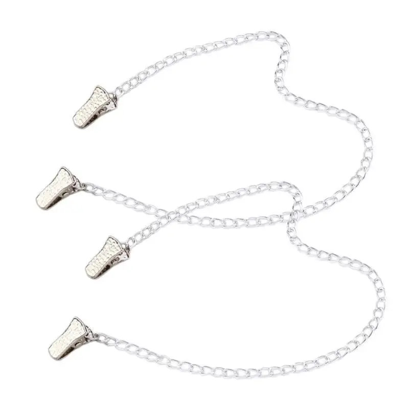 652F 2 قطعة سلسلة سترة الحديد كليب سلسلة الملابس المعدنية لمرفق ملحقات آمنة سهلة الاستخدام سلسلة تي شيرت فضي اللون #5