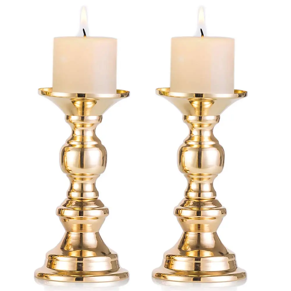 2 Pcs Pillar Candle Holders, Wedding Centerpieces Metal Candle Holder Candles Stand Decoration Ideal for Weddings Special Events