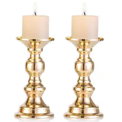 2 Pcs Pillar Candle Holders, Wedding Centerpieces Metal Candle Holder Candles Stand Decoration Ideal for Weddings Special Events