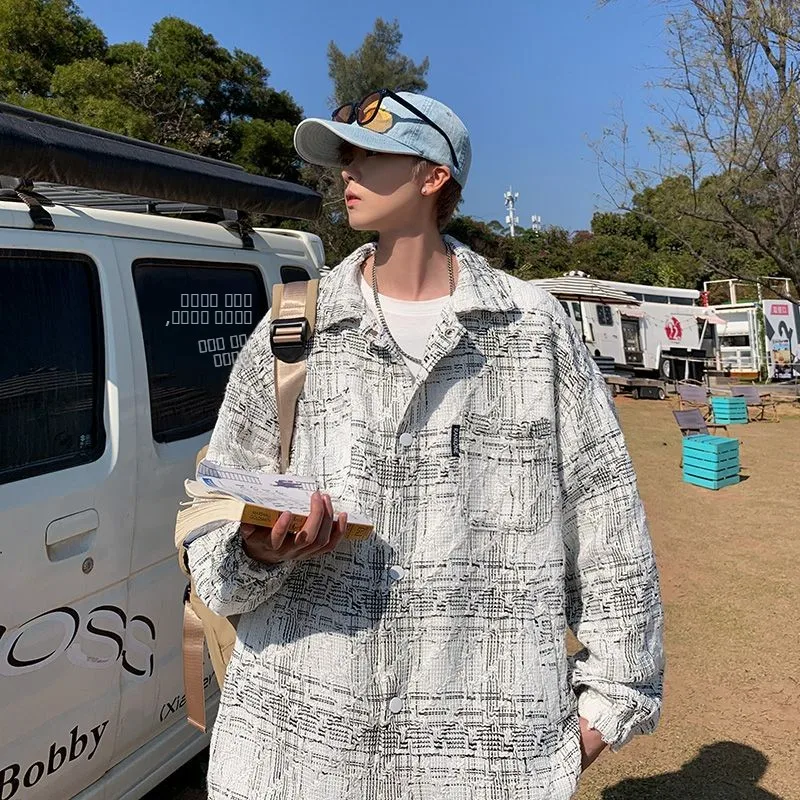 

Свободный клетчатый дэт для мужчин и женщин, модная американская брендовая белая повседневная верхняя одежда для пар, маленькая Fraance Sle