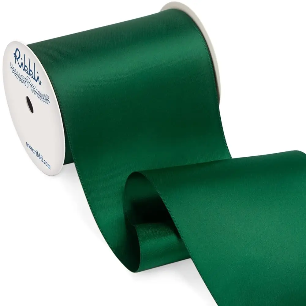 

Forest Green Satin Ribbon 4 Inch Wide Dark Green Ribbon for Wedding Chair Sash Grand Opening Ceremony Big Bows Gift Wrapping
