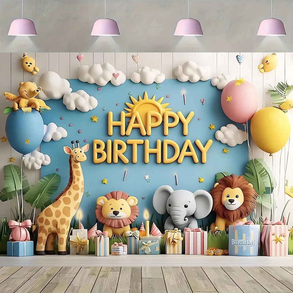 لافتة خلفية لحفلات أعياد الميلاد على شكل حيوان لطيف مثالية لدعائم كشك الصور وديكورات الذكرى السنوية وأعياد الميلاد وحفلات العطلات