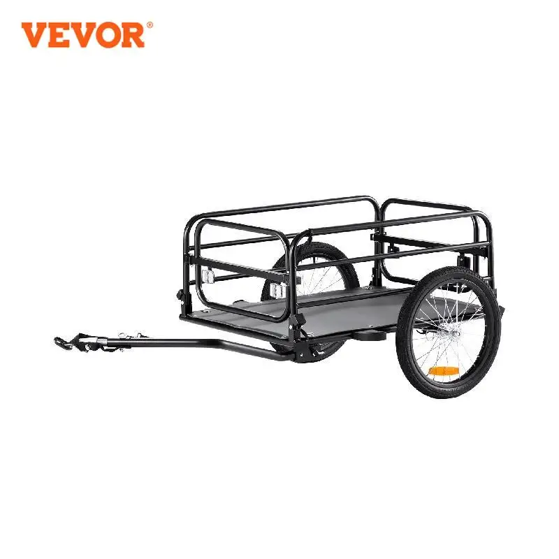 

VEVOR 160 lbs Bike Cargo Trailer Foldable Storage Bicycle Wagon Cart with 16" Wheels Safe Reflectors Fits 22"-28" Bike Wheels