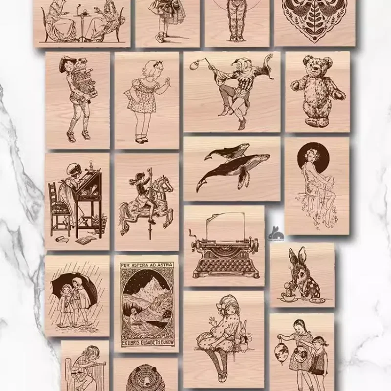 Retro Antique Fairy Tale World Wooden Rubber Stamp Set DIY Scrapbooking Photo Album Card Making Wood Seal