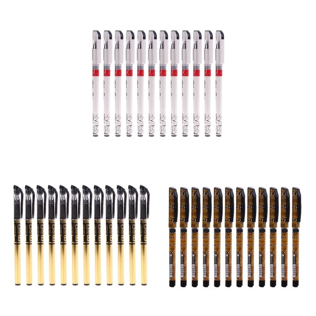 

12 Pieces Gel Pens Roller Ball Pens Black Ink Office School Supplies