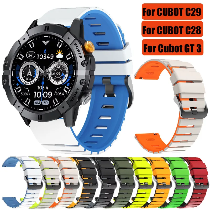 Colorful Band For CUBOT C29 SmartWatch Sport Bracelet Correa Wristaband For C28 C29/Cubot GT 3 Sport Two-Tone Comfortable Strap