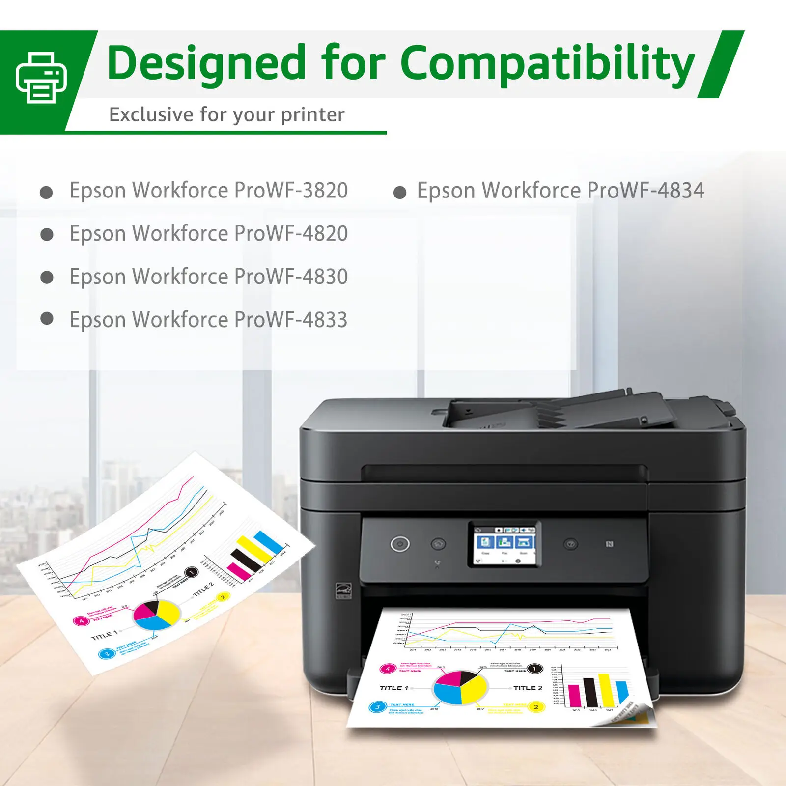 4PK 822XL T822XL Ink Cartridge For Epson WorkForce Pro WF-3820 WF-4834 WF-4833