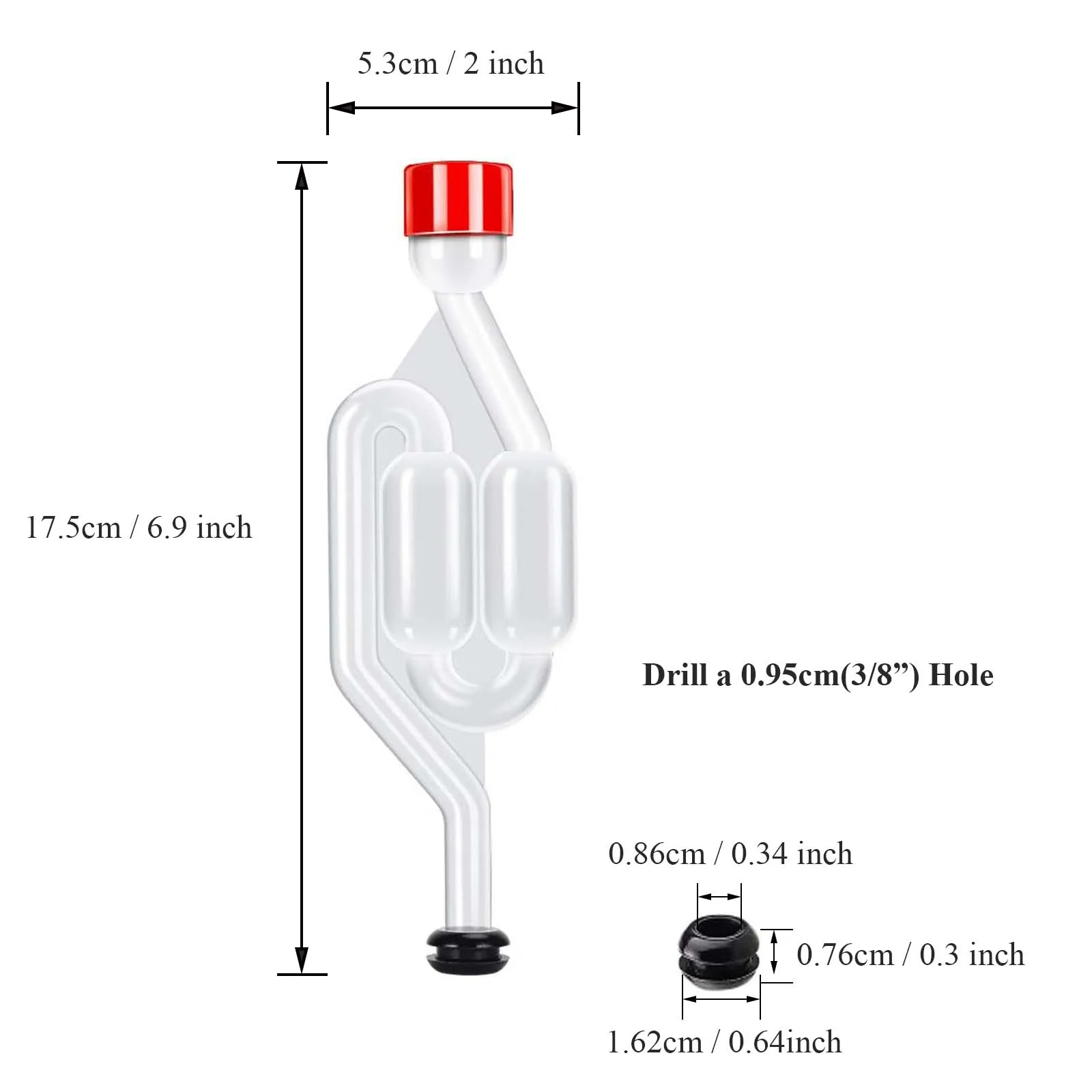 Fermentation Airlock S Type Twin Bubble  Airlock with Grommets for Wine Beer BPA FREE Food Grade