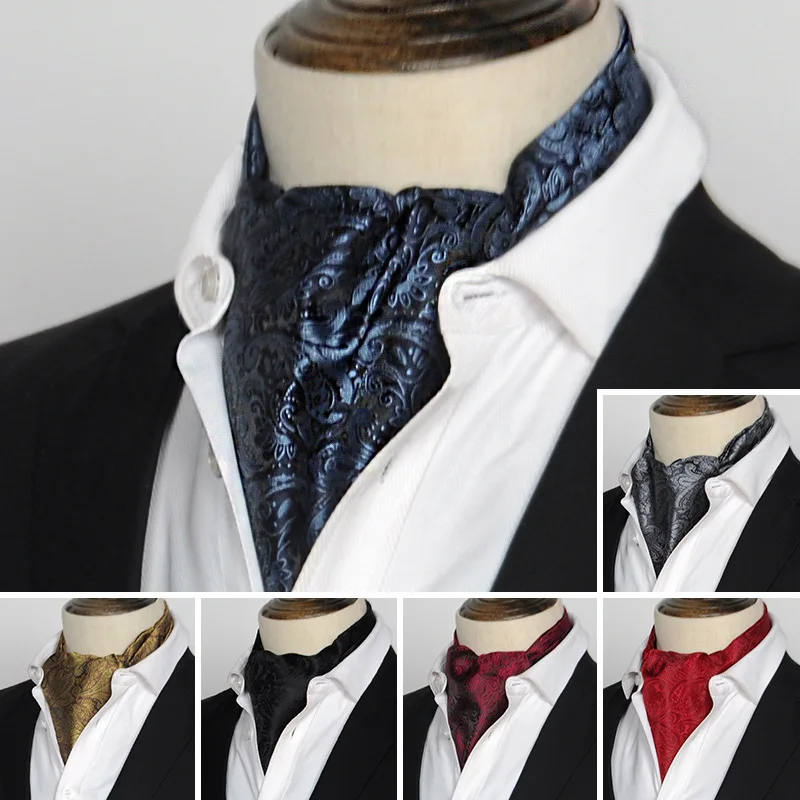 Polyester Herren Cashew Ascot Krawatte Hochzeit Blumen Paisley Krawatte Ascot Scrunch Selbst Britisches Gentleman Geschenk
