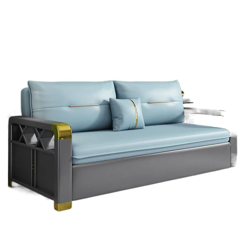 

Solid wood sofa bed, dual purpose multi functional small apartment living room leave in technology cloth sofa