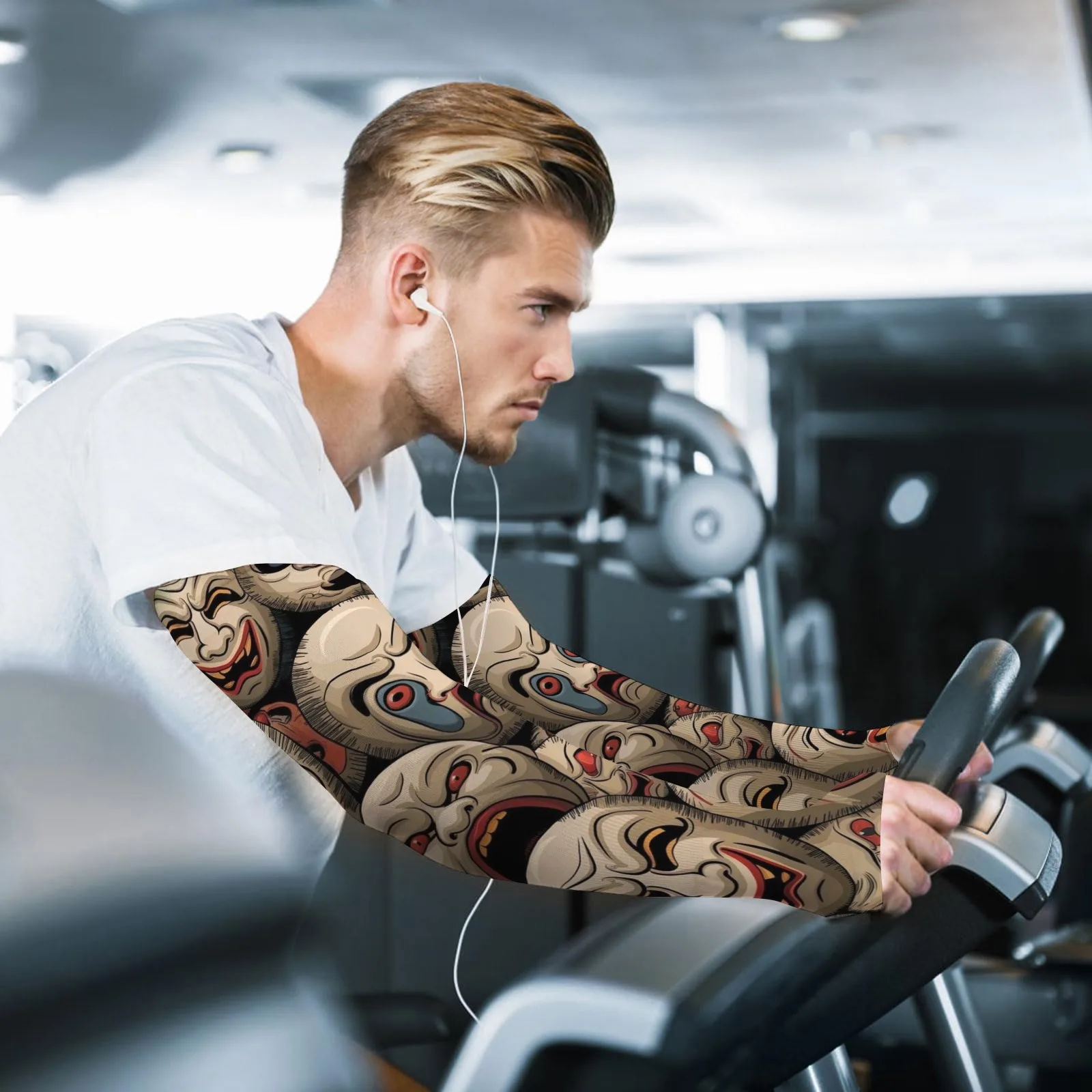 Elegante maschera Eerie unisex stampata con protezione UV, maniche da ghiaccio elastiche e traspiranti, regalo perfetto per l'uso all'aperto