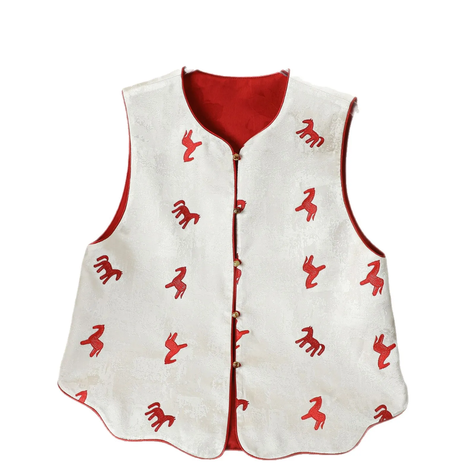 Female Chinese Traditional Style Vest Reversible Sleeveless Cheongsam Qipao Tops  Coat Shirt Vintage Embroidery Waistcoat