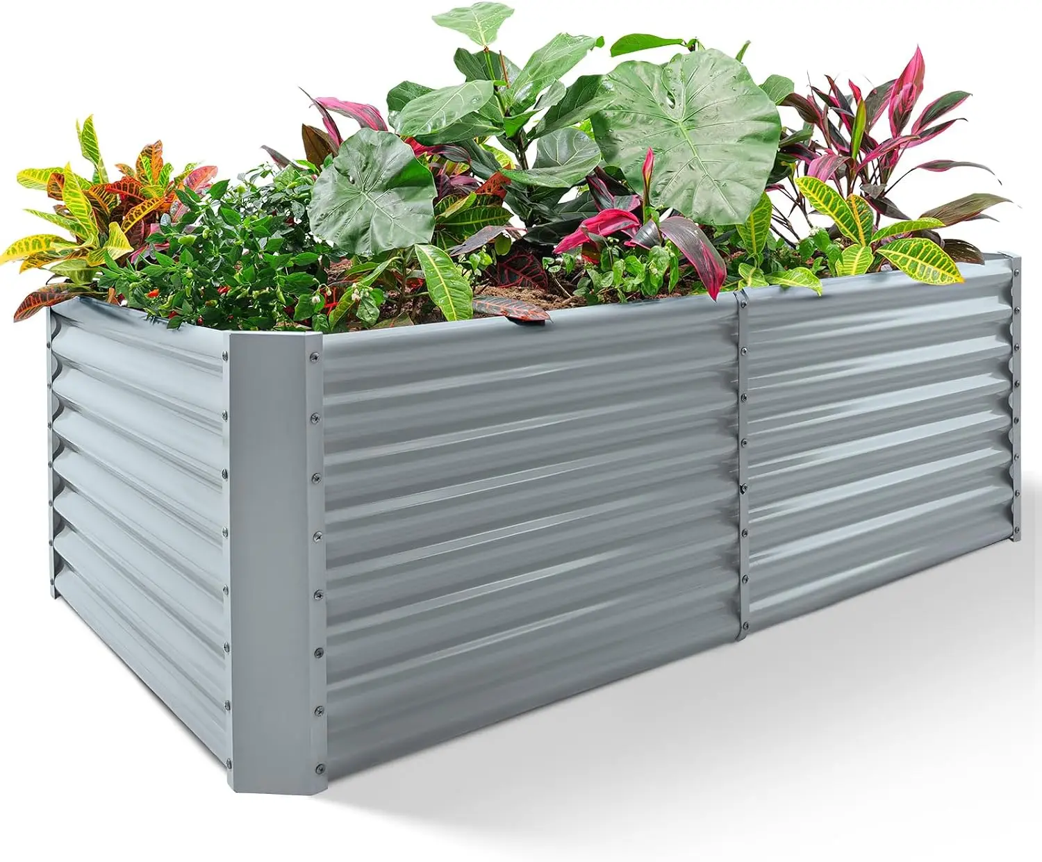 Land Guard 8×4×2ft Galvanized Raised Garden Bed, Planter Boxes Outdoor, Raised Garden Beds Outdoor for Vegetables, Flowers, Herb