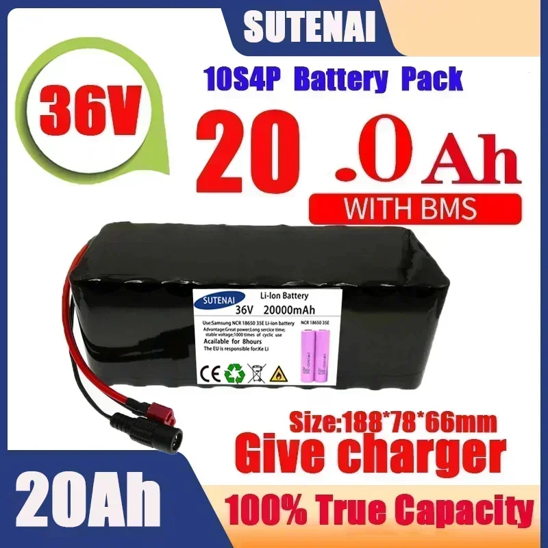 

36V 120Ah Electric Bicycle Battery Built-in 40A BMS Lithium Battery Pack 36 Volt 2A Charging Ebike Battery + Charger