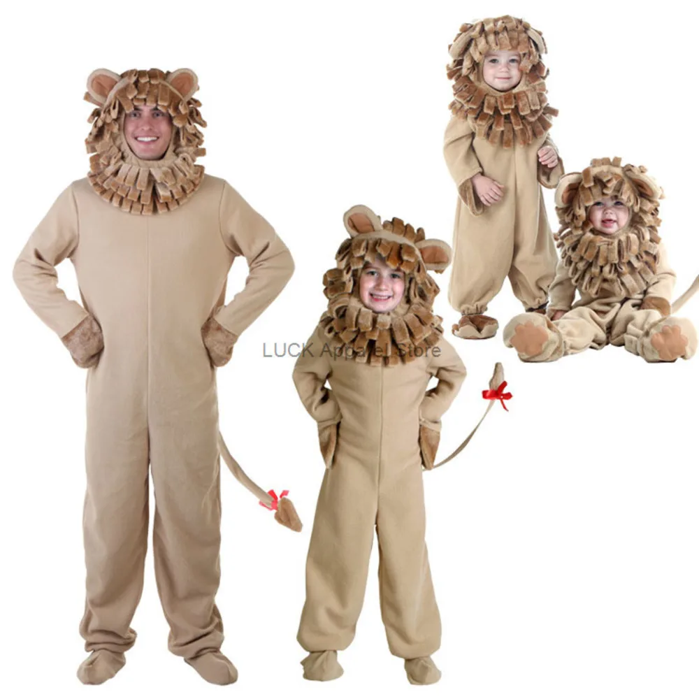 Halloween Animal Lion Cosplay Costume Stage Play Children Adults Lion Performance Parent-child Costume