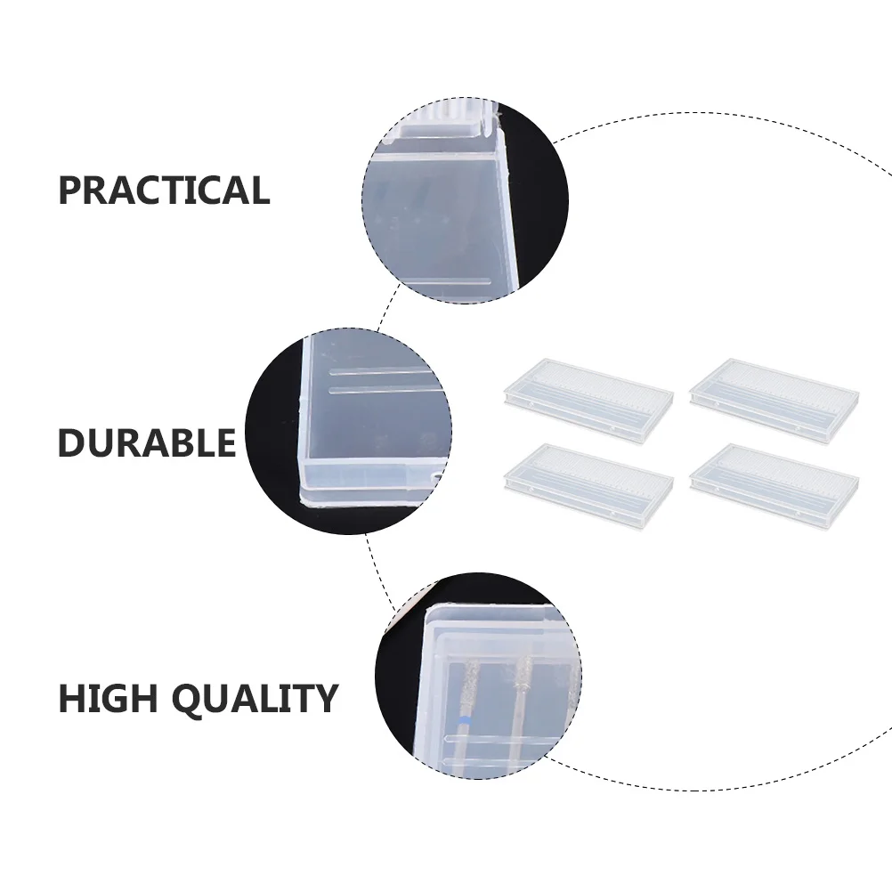 4 قطع من حافظة رأس تلميع الأظافر شديدة التحمل، حامل لقمة ثقب الأظافر، صندوق تخزين منظم لرؤوس الطحن، حجم صغير