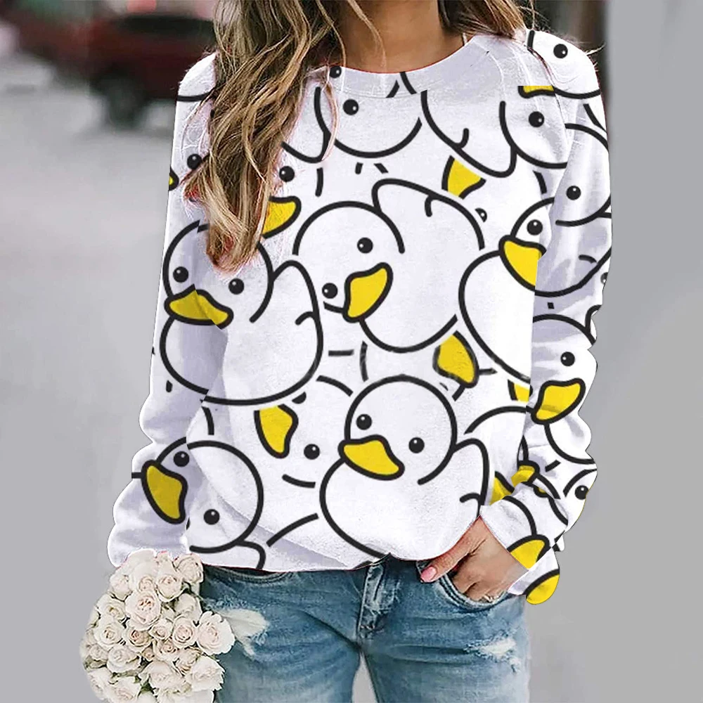 Sudadera con capucha de pato y Panda para mujer, ropa de calle con estampado 3D de animales bonitos, jersey de gran tamaño con cuello redondo, ropa