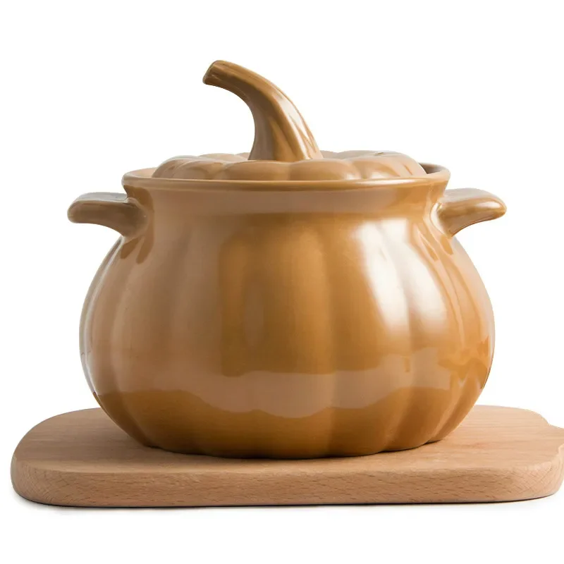Pumpkin Soup Pot Ceramic Casserole Creative Soup Stew Pot High Temperature Fire Flame Health Pot Kitchen Cookware Tableware