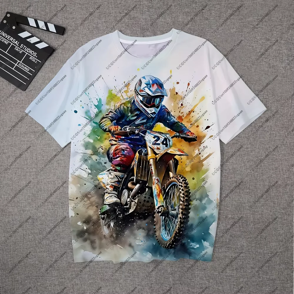 Estate Uomo Bambino Regalo Maschio Top Flame Tee Casual Ragazzi Abbigliamento sportivo traspirante T Shirt Top Moto Moto MoTo Racing Car Jersey