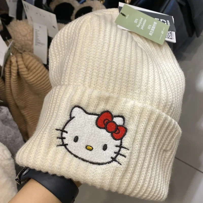 Hello Kitty Solid Color Knitted Beanies Hat Winter Warm Ski Hats Men Women Multicolor Skullies Caps Soft Elastic Cap Women's Hat