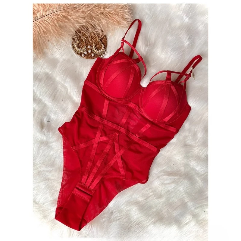 UK Glamour Essential! MOYISU French Lace Bodysuit Plus Size Sheer Slimming Nightwear Sexy Shapewear Club Party Pure & Sexy Tushy