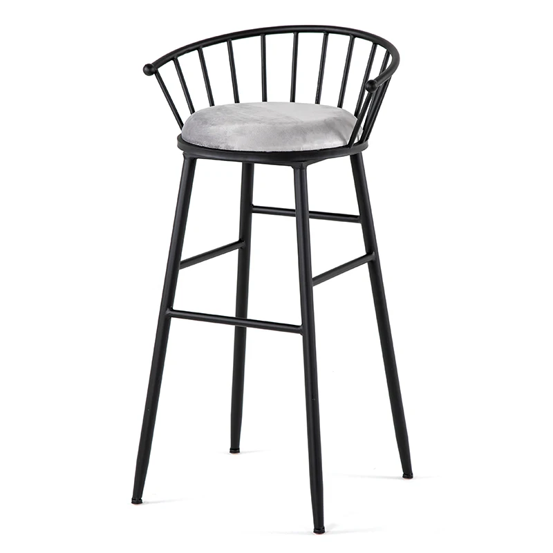 Modern Iron Bar Chair Retro Luxury Counter Height Salon Bar Stool Dining Reception Desk Sillas Para Comedor Restaurant Furniture