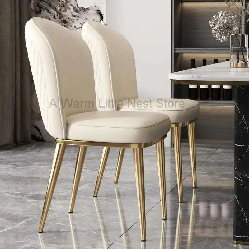 

White Living Room Dining Chairs Modern Ergonomic Lazy Leather Bar Dining Chairs Vanity Chaises Salle Manger Balcony Furniture