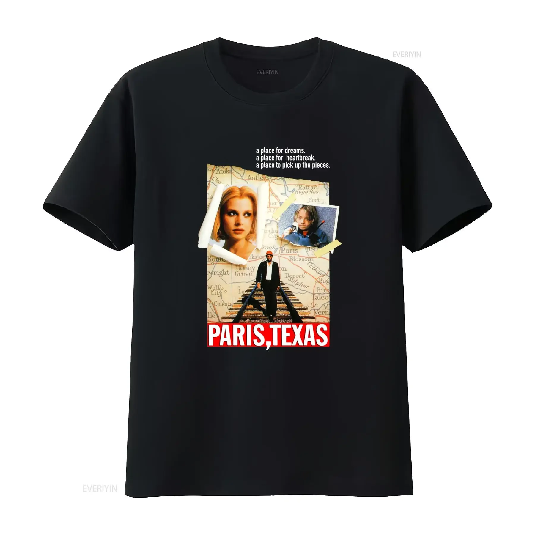 Paris Texas Filmplakat 1984 Drama T-Shirt A Place for Dreams Heartbreak Design Vintage Washed Slightly Designer-Kleidung für Herren