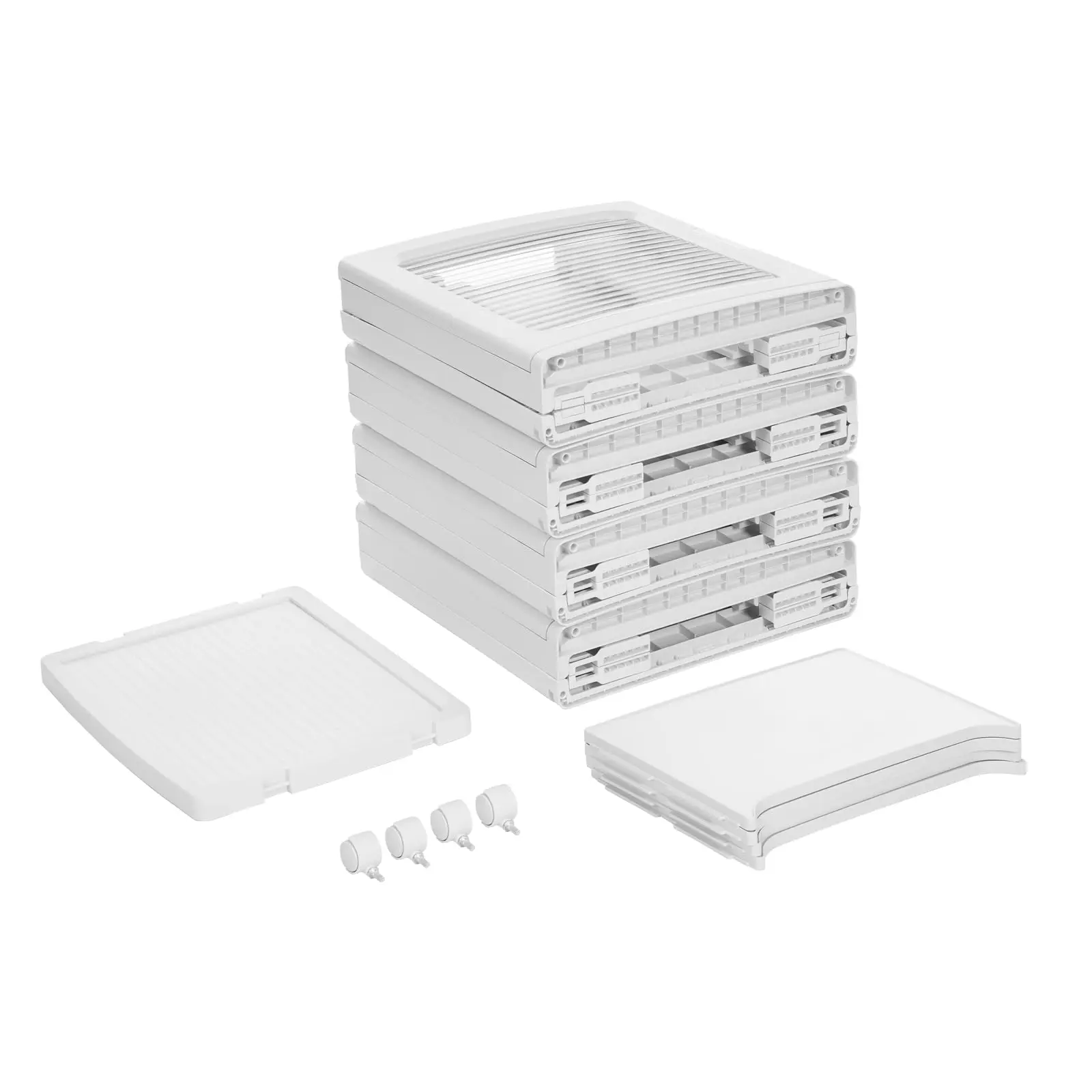4 Tier Plastic Storage Bins with Lids, Storage Boxes Stackable Storage Containers with Wheels, Closet Organizers and Storage She