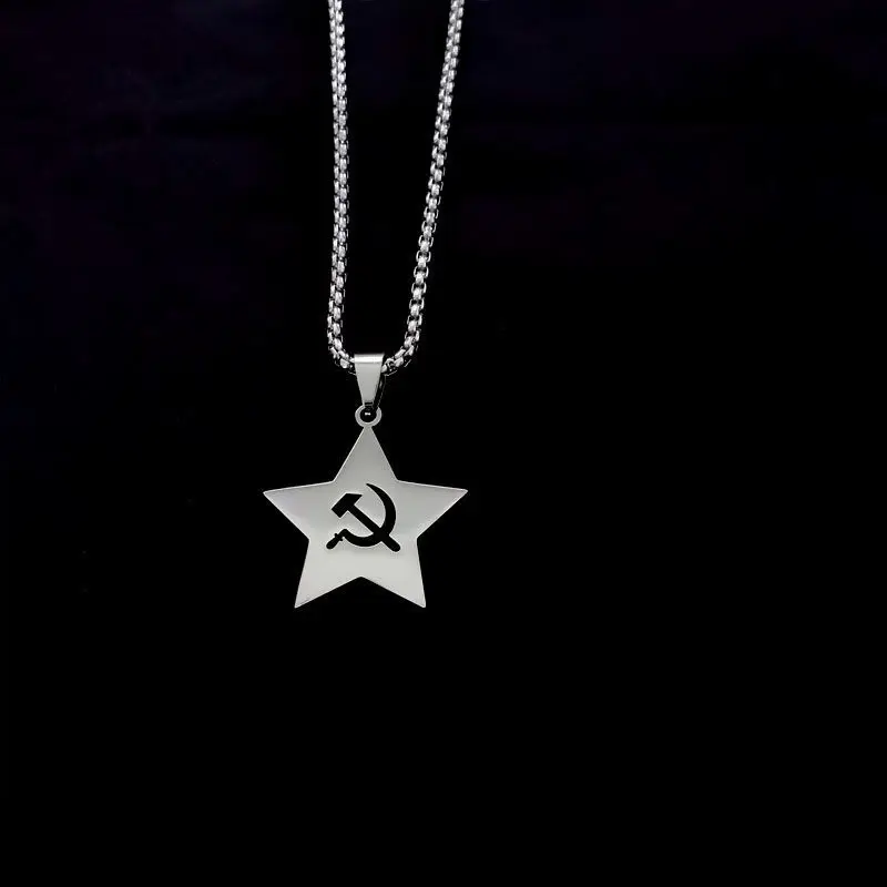 Five-Pointed Star Necklace USSR Faith Soviet Jewelry Pendant Sickle Hammer Chain Clothing Charm Men Boy Gadgets Girl Women Gifts