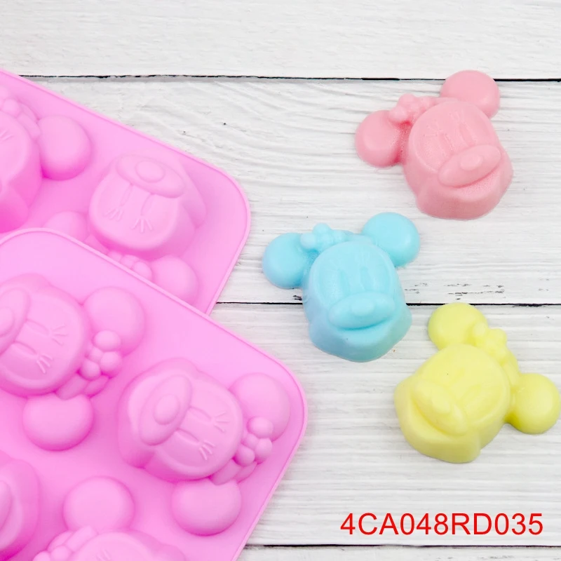 1PCS ReadStar RD050 4 Holes Minne Mouse Machine Cat Cake Silicone Mold 4 Cavities Baking Mould DIY Soap Mold