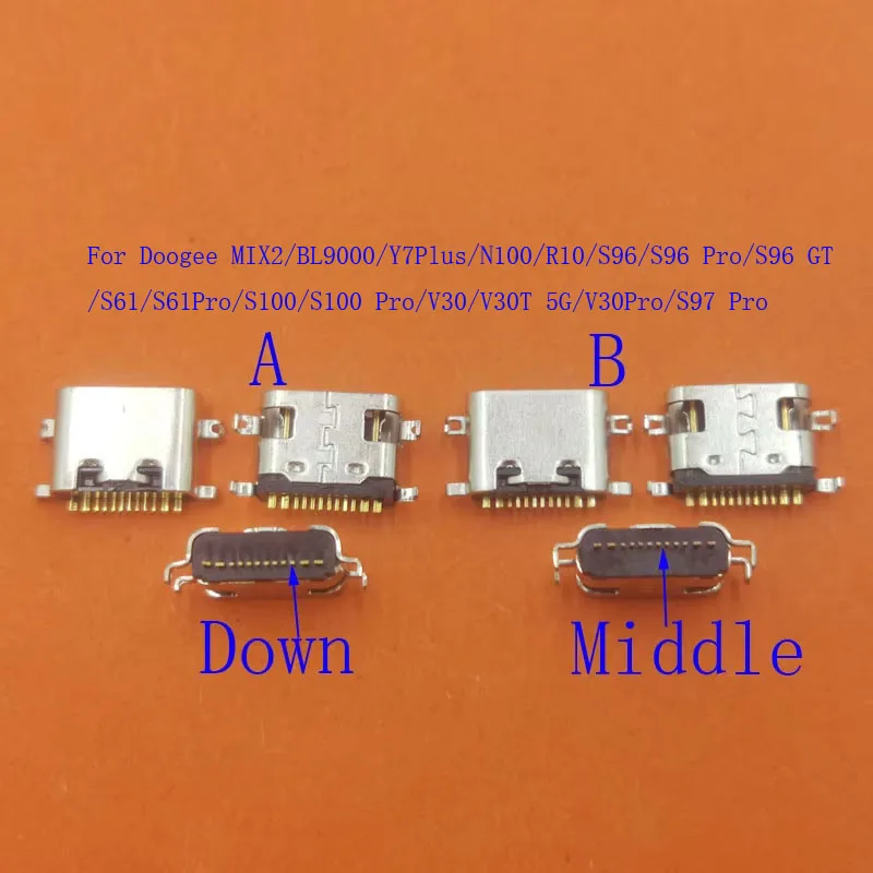 2-100Pcs Charger Dock Connector Plug USB Type C Charging For Doogee N100 S96 GT S61 S100 S97 Pro V30 V30T BL9000 R10 Y7Plus MIX2